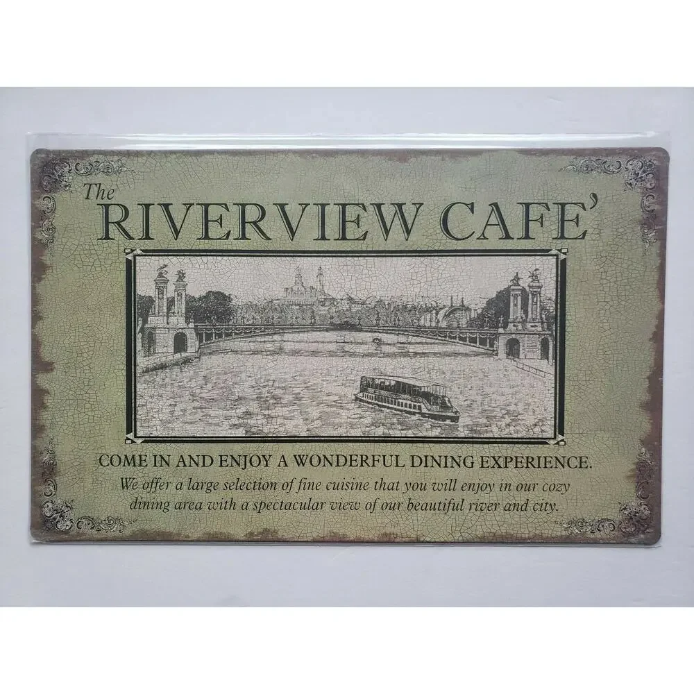 The Riverview Cafe' Ohio Wholesale Inc. 16x10 Rustic‎ Retro Metal Signs (28849)